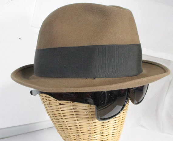 Brown Fedora Hat, Retro Wool Felt Hat, Size 7 1/8 - image 3