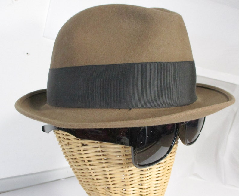Brown Fedora Hat, Retro Wool Felt Hat, Size 7 1/8 image 3