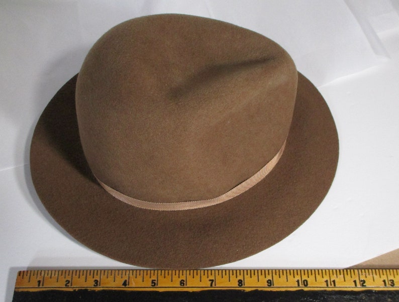 Brown Fedora Hat, Country Style Wool Felt Hat Size 7 1/8, LL Bean Hat