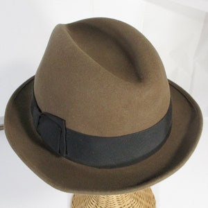 Brown Fedora Hat, Retro Wool Felt Hat, Size 7 1/8 image 5