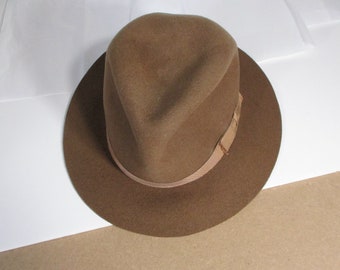 Brown Fedora Hat, Country Style Wool Felt Hat Size 7 1/8, LL Bean Hat, Made In England