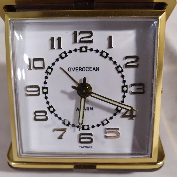 Alarm Clock, Travel Alarm Clock, Overocean Wind Up Alarm Clock 1970s