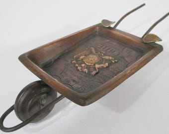 Wheelbarrow Ashtray, Chilean Folk Art, Copper, 1950s
