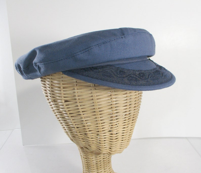 Greek Fisherman's Cap, Cotton Fisherman's Cap, Blue Cotton Size 7 3/8 image 3