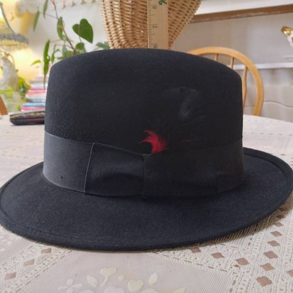 Fedora, Black Fedora Hat, 1990's Dorfman Pacific … - image 2