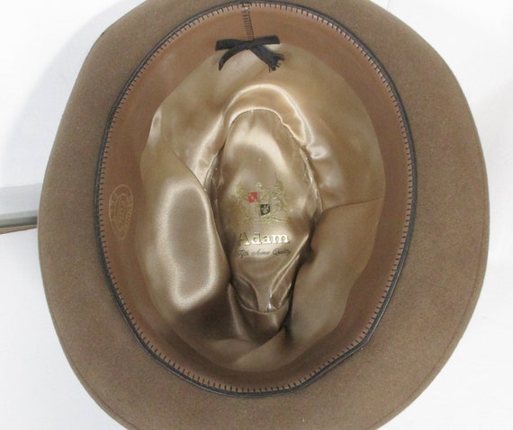 Brown Fedora Hat, Retro Wool Felt Hat, Size 7 1/8 - image 7