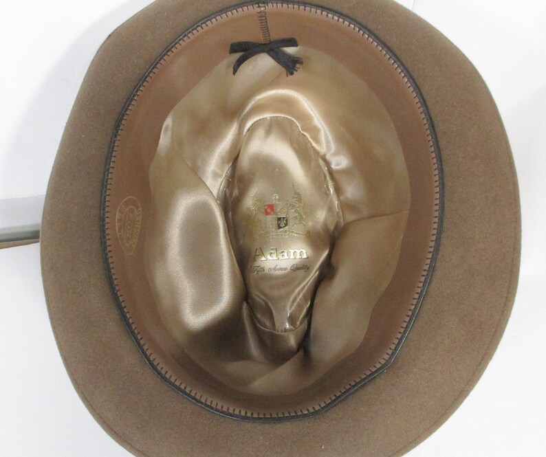 Brown Fedora Hat, Retro Wool Felt Hat, Size 7 1/8 image 7