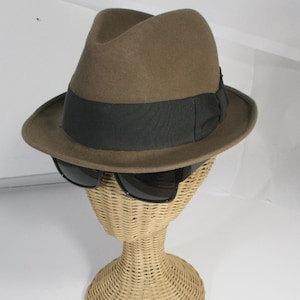 Brown Fedora Hat, Retro Wool Felt Hat, Size 7 1/8 image 1