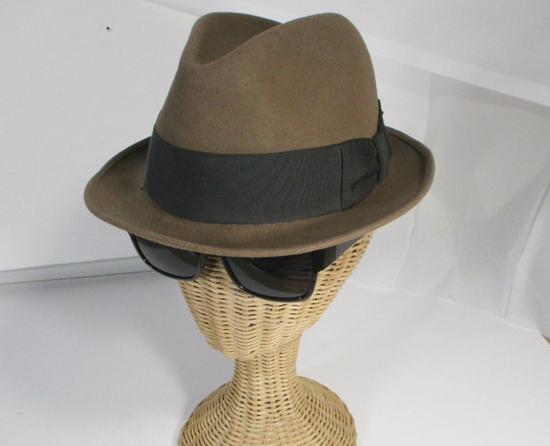 Brown Fedora Hat, Retro Wool Felt Hat, Size 7 1/8 image 1