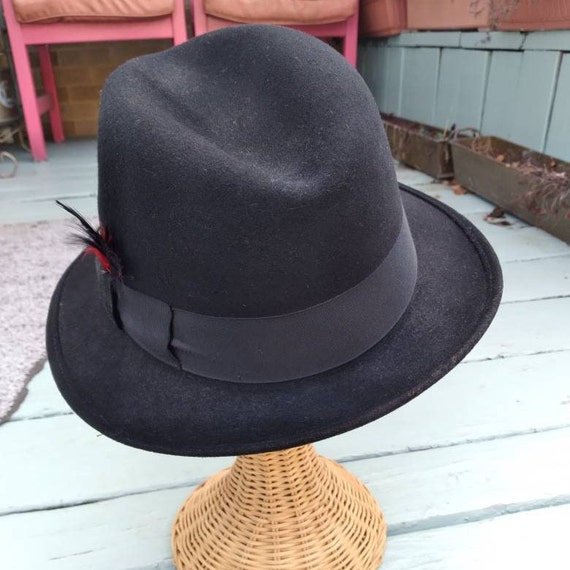 Fedora, Black Fedora Hat, 1990's Dorfman Pacific … - image 10