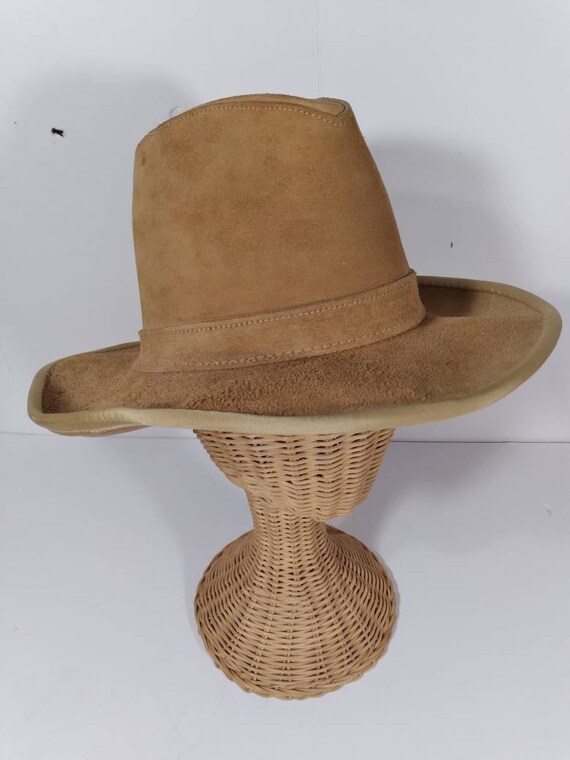 Western Hat, Leather Hat, Hat Size 7 1/4 - image 3