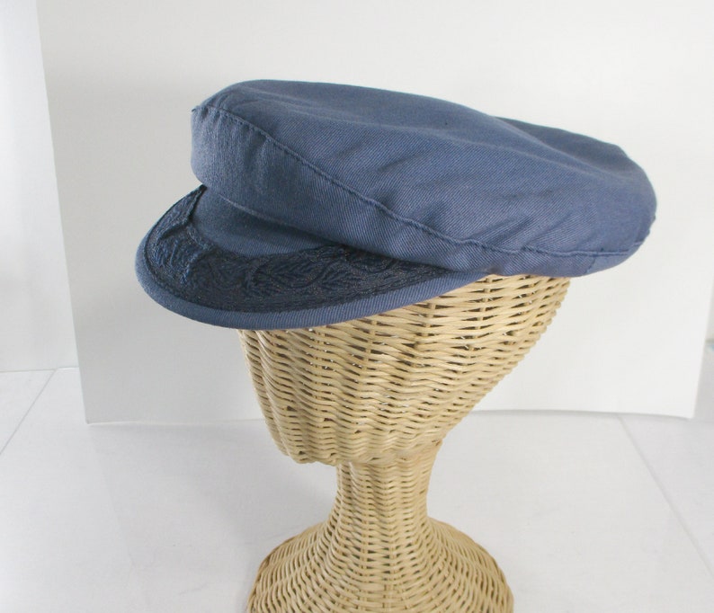 Greek Fisherman's Cap, Cotton Fisherman's Cap, Blue Cotton Size 7 3/8 image 2