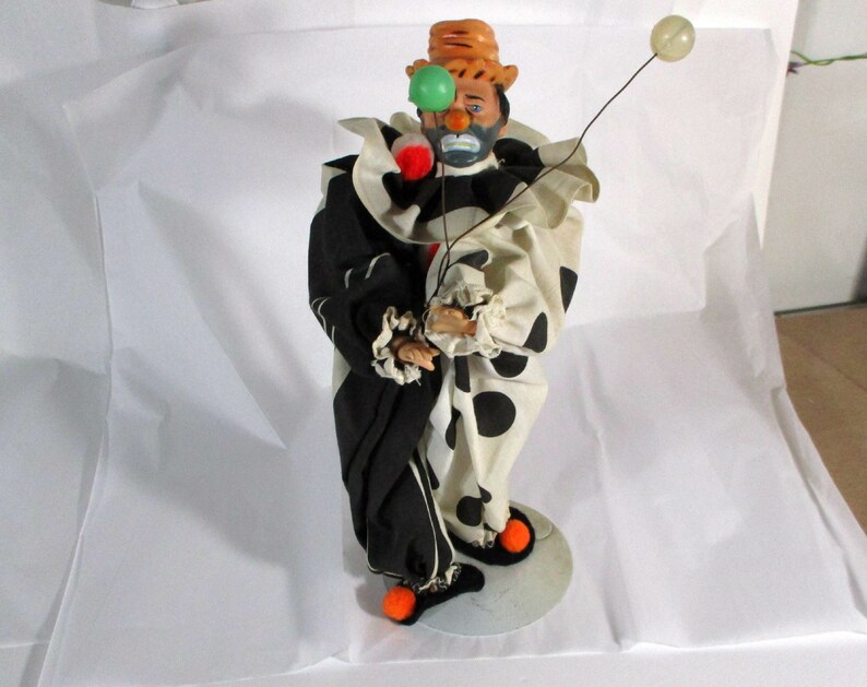 Clown Doll, Hobo Clown, Sad Clown Doll, Balloon Holding Clown, Vintage Clown Doll image 8