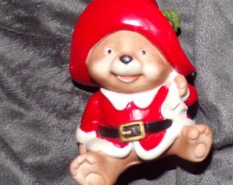 vintage  Santa Teddy Bear Figurine HOMCO