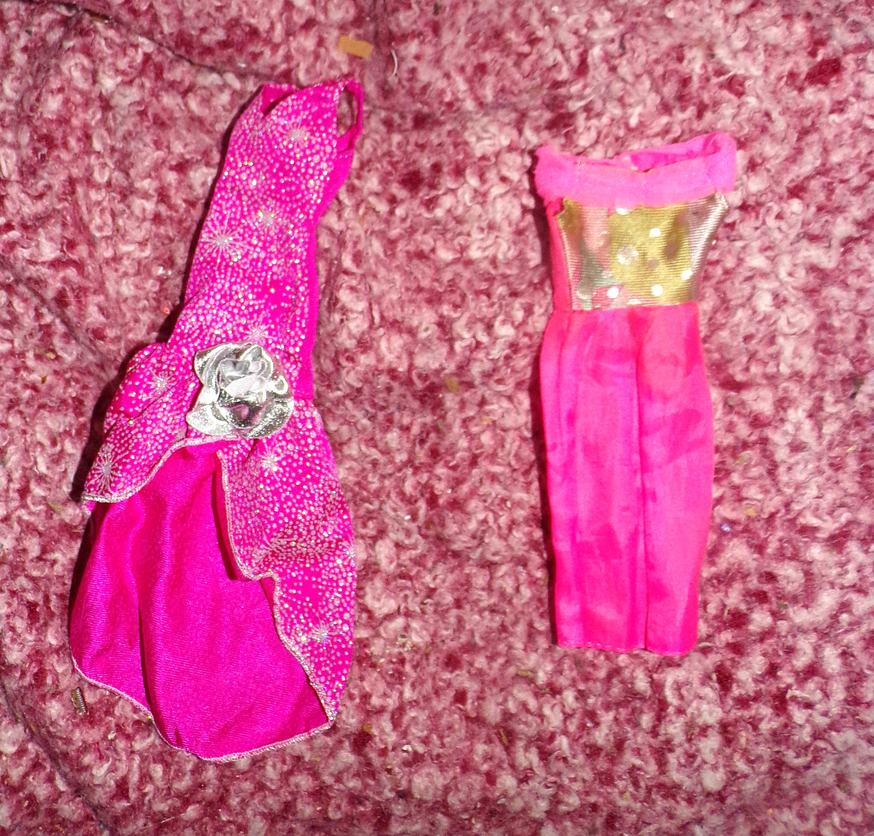 Barbie Fashion Doll Lot 2 Vintage Long Pink Sparkle Dress Silver Flower and  Short Pink Dress Dresses - Etsy