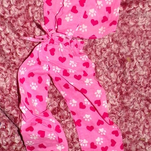 heart print pajamas for 18&quot;  doll