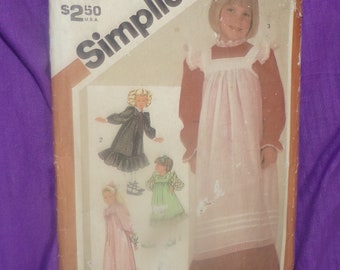 Vintage Girls  Simplicity 6180 Girls Vintage Dress and Pinafore Sewing Pattern, 1980's size 4