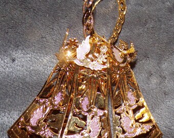 vintage gold bell shape with Angel design  Christmas Tree ornament