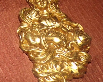 vintage Mary and Baby Jesus ornament   gold design