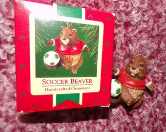 Hallmark Keepsakes Ornament Soccer Beaver Christmas tree ornament   new in original box