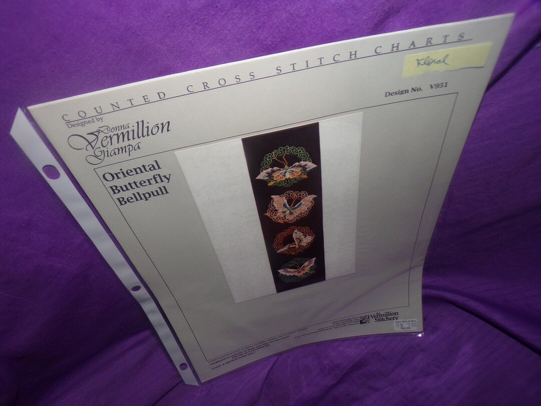 Butterfly Bell Pull Vermillion Stitchery Cross Stitch Pattern Cross ...