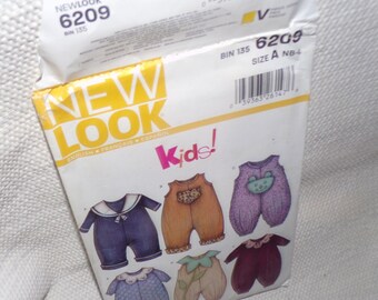 New Look 6209 Romper Jumpsuit with Collar Babies NB to  L Sewing Pattern Kids baby  Unisex uncut can be cut up to 24 lbs.