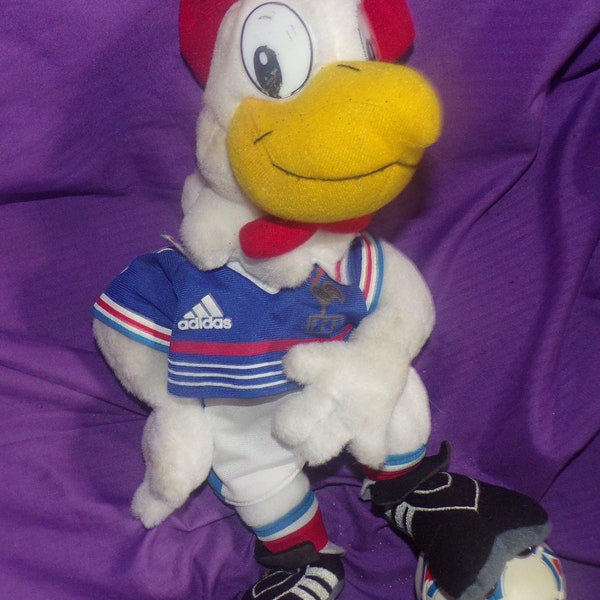 Adidas FFF Rooster Soccer Plush 15" France Advertising Stuffed Animal Rare