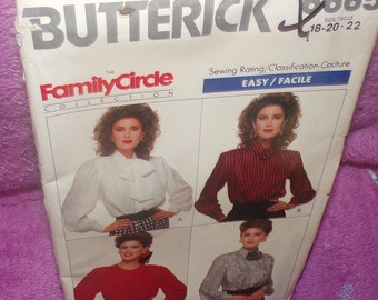 Vintage Butterick #6665 nie pasuje do rozmiaru 18 20 22 luźny wzór bluzki nieobcięty
