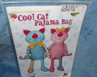 Cool Cat Pajama Bag quilted  uncut pattern