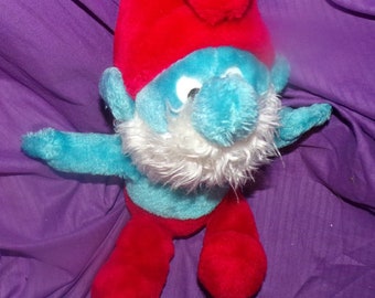 vintage plush Smurf   Peyo Smurfs Vintage Papa Smurf 11" Plush Stuffed Toy Red Hat Pants 1979