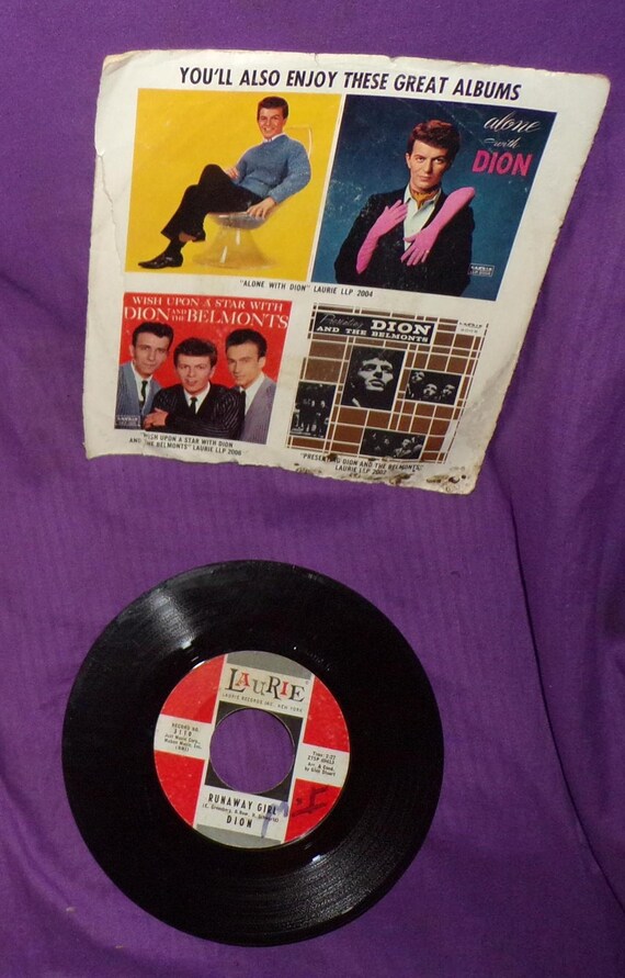 Vintage 45 Rpm Record Dion Runaround Sue/runaway Girl 45 RPM 7