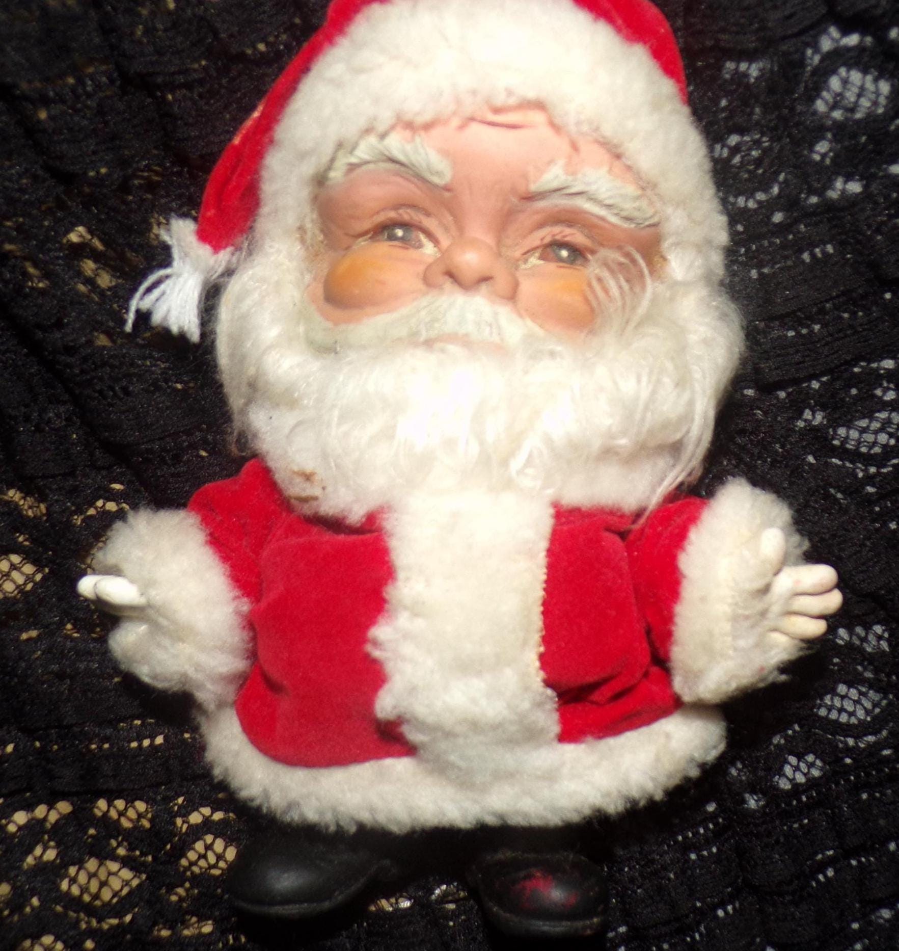 Vintage 1970 Kamar Santa Claus Hard Rubber Face Christmas 7