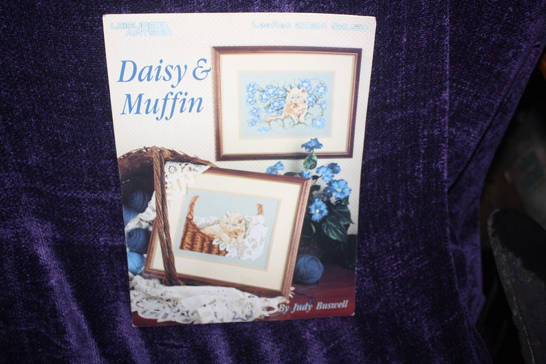 vintage Daisy and Muffin kitten counted cross stitch pattern flyer