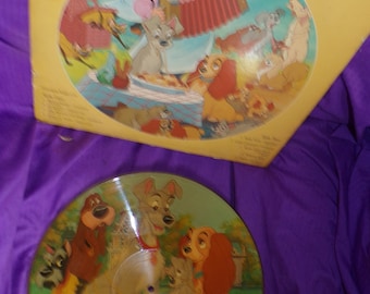 vintage Walt Disney Lady and the Tramp picture disc record lp