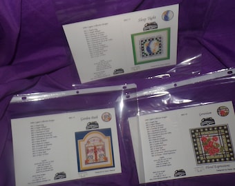 Lote de 3 volantes con patrones de punto de cruz de Karen Weaver para el sendero del jardín Sleep Tight y el geranio