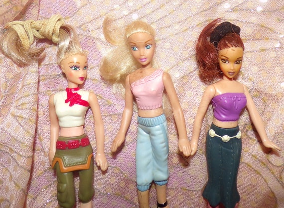 Lot De 3 Mini Poupées Barbie McDonald's USA - Environ 10 Cm - Occasion - Parfaites Pour Collection Ou Jouet