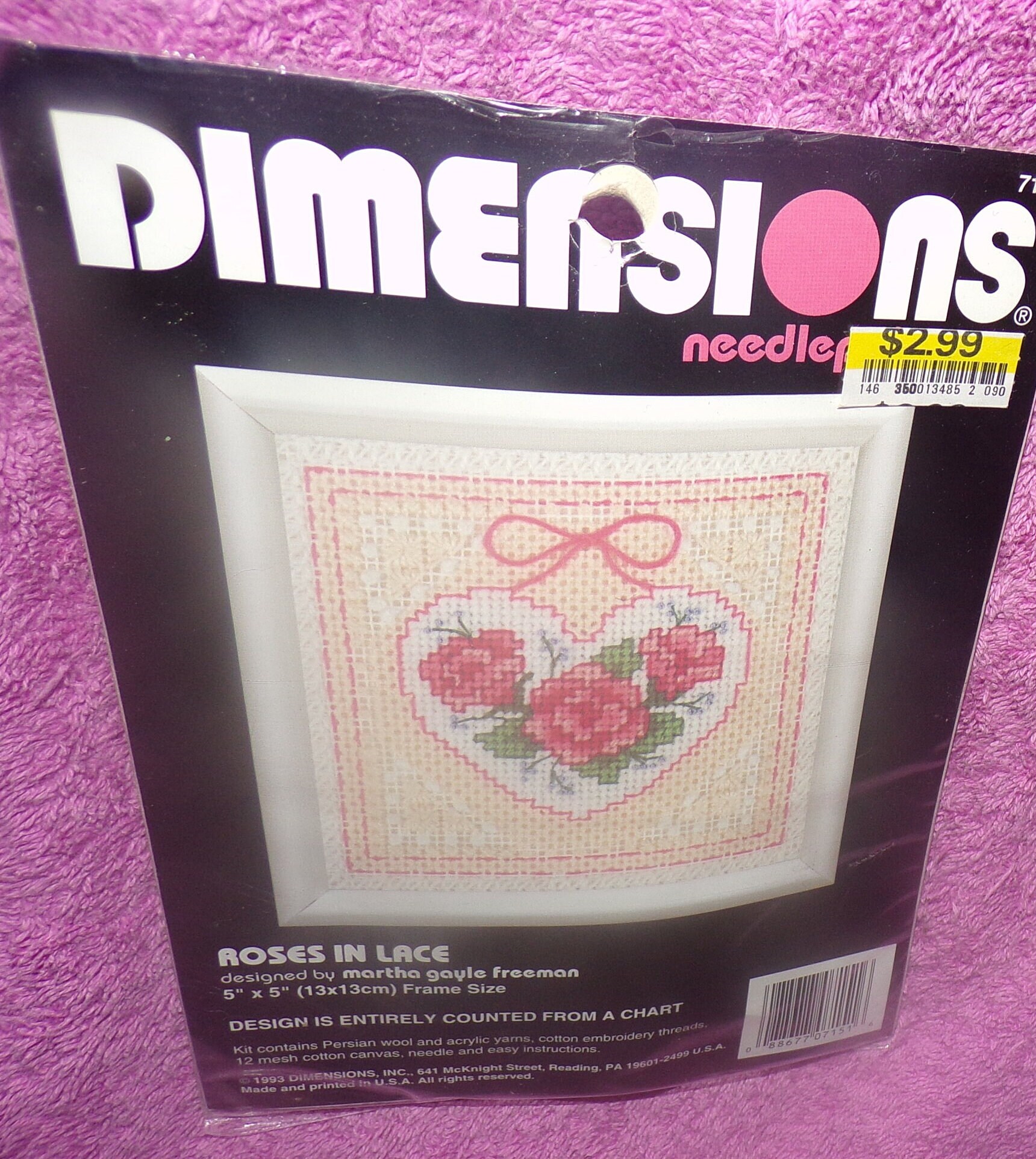 Dimens Roses Dimensions Roses in Lace 5x5 Needlepoint Kit Unused - Etsy