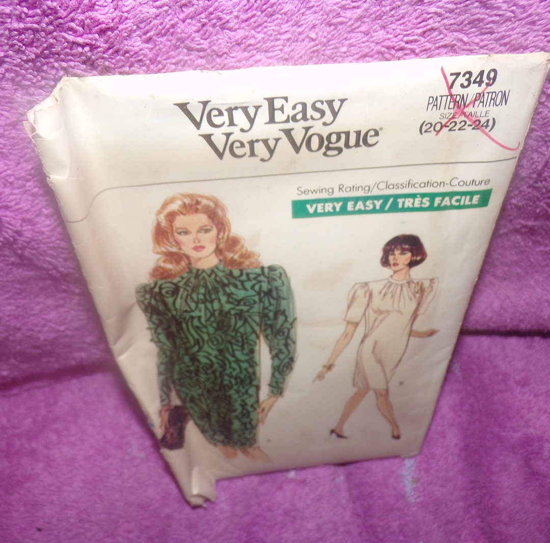 Very Easy Very Vogue Patterns 7349 Misses Dress Pattern Uncut Size 20
