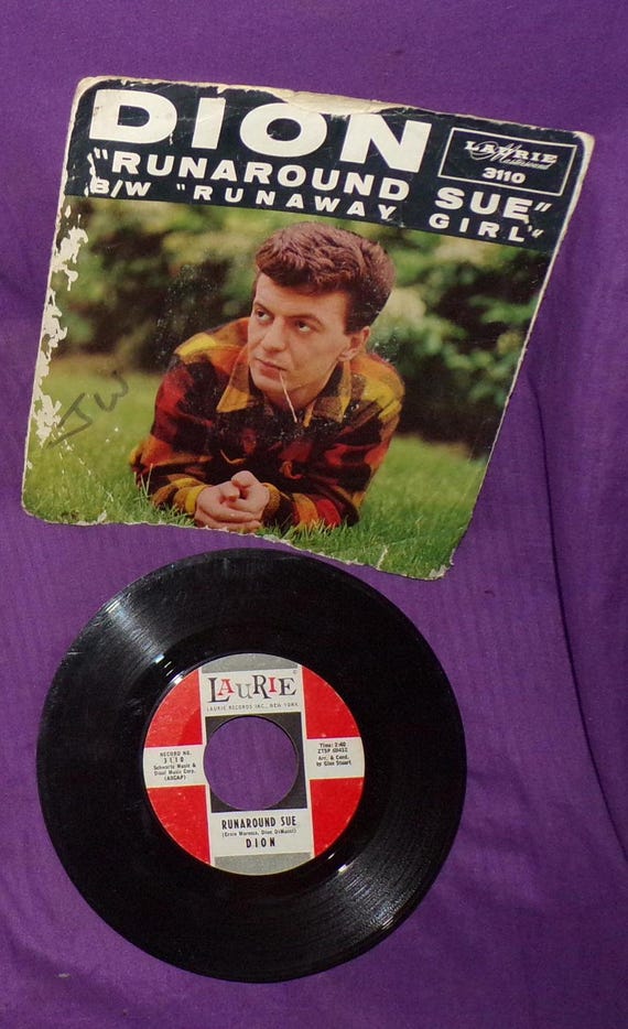 Vintage 45 Rpm Record Dion Runaround Sue/runaway Girl 45 RPM 7