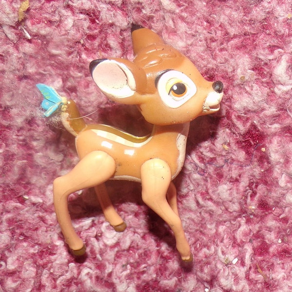 vintage Disney Bambi with butterfly on his tail poseable figurine