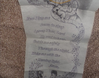 vintage stamped Tri Chem STK 7533 bedtime prayer Now I Lay Me Down To Sleep wall hanging to paint with hanger and instructions