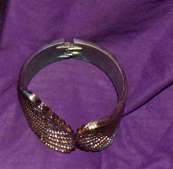 statement cuff bracelet rhinestone wing style bra… - image 3