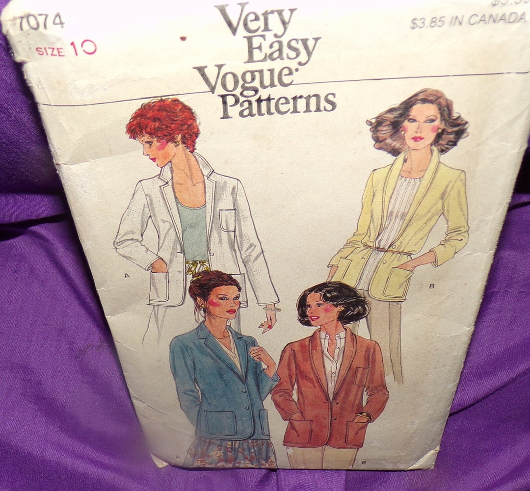 Very Easy Vogue Patterns Size 10 Jacket Pattern 7074 UNCUT - Etsy