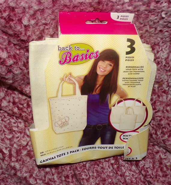 back to basics 3 pack canvas totes new in pack - image 1