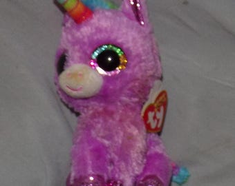 Ty Beanie Boo 9" "Rosette" the Purple Unicorn Beanie Boo Baby Soft Plush