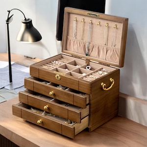 Retro Jewelry Box | Large Vintage Storage for Women | Perfect Wedding Gift | Unique Ideas for Mom and Best Friends