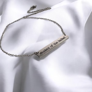 Student of the Ballad Engraved Bar Necklace