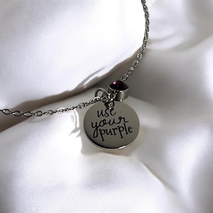 Use Your Purple Engraved Pendant
