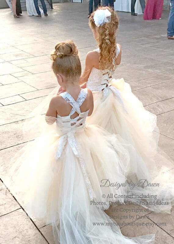 Champagne Flower Girl Dress Lace Dress Mini Bride Dress Jr Etsy