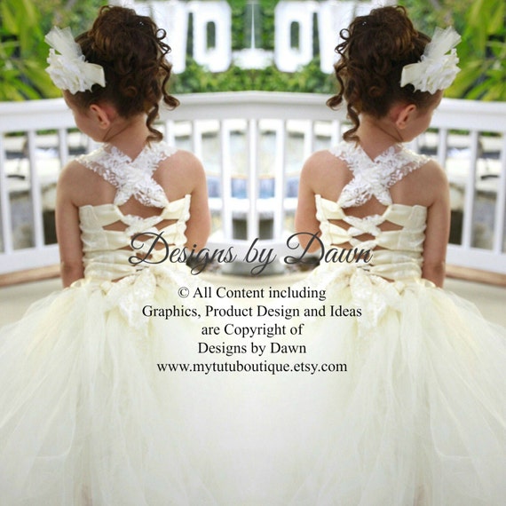 Flower Girl Dress Lace Dress Mini Bride Dress With Train Etsy